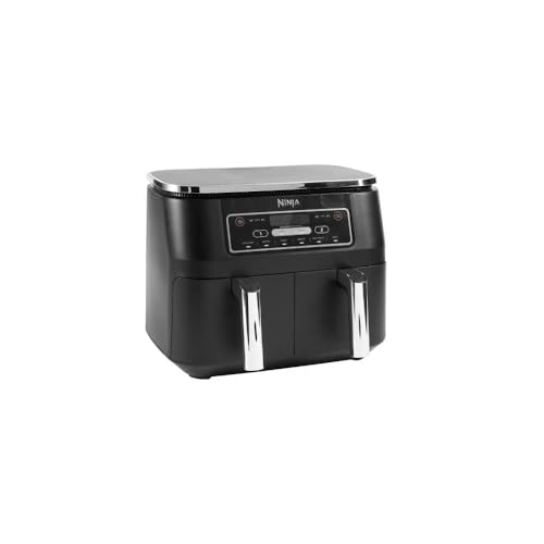 Ninja Foodi Dual Zone Airfryer Digital, 2 Tiroirs, 7,6L, 6-en-1, Sans huile, Air Fry, Max Crips, Rôtir, Cuire, Réchauffer, Déshydrater, Antiadhésif, Paniers lavables au lave-vaisselle, Noir AF300EU