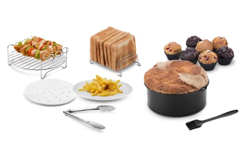 Ufesa Pack 7 Accessoires Air Fryer, A Partir de 3,5L, Moule à gâteau, Grille, Brochettes, Grille à toast, Moules à Cupcake, Pinceau en silicone, Pinces et Papier Végétal, Sans BPA