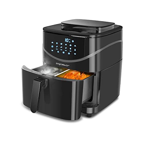 Aigostar Melodia - Friteuse à air + cuiseur vapeur 2 en 1. Capacité 7L, écran tactile LED, 8 menus préprogrammés, 1700W, mode manuel. Fonction de pompage et de nettoyage. Sans BPA. Livre de recettes.