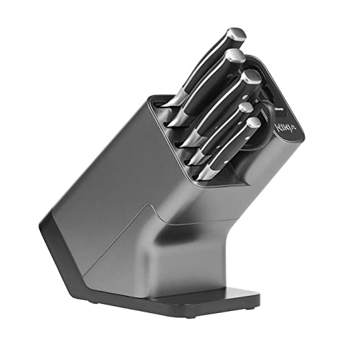 Bloc-couteaux Ninja Foodi StaySharp avec Affûteur, Ensemble de Couteaux 6 Pièces Aiguisés: Couteau de Chef, de cusine, à pain, à trancher, universel, éplucher, ciseaux, Acier Inoxydable, K32006EU