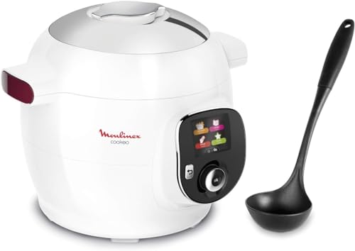 Moulinex Cookeo Multicuiseur intelligent, 1600 W, 6 L, Jusqu'à 6 personnes, 6 modes de cuisson, Cuisson haute pression, 100 recettes préprogrammées, Louche incluse, Blanc YY4407FB