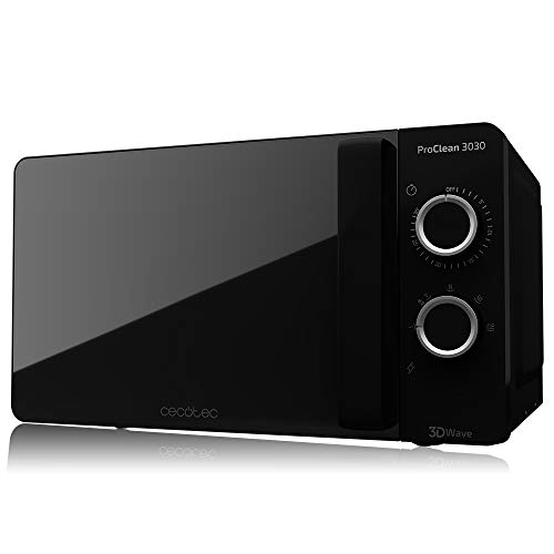 Cecotec Micro-ondes ProClean 3030. Capacité de 20 L, Revêtement Ready2Clean, 700 W de Puissance, 6 Niveaux de Fonctionnement, Minuterie 30 minutes, Mode Décongeler, Finition Noir.
