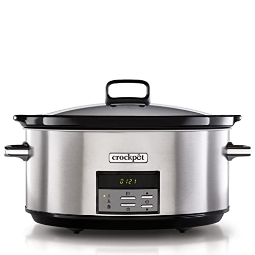 Crock-pot Mijoteuse numérique avec cocotte compatible four, 7,5 l (10 personnes ou plus), Compatible lave-vaisselle, Acier inoxydable [CSC063X]