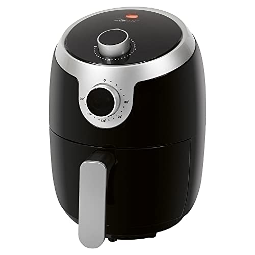 Clatronic FR 3769 H Friteuse à air chaud | Capacité de 1,8 litres | pour frites, ailes de poulet, etc. | 1000 watts | Faible dégagement de fumée et d'odeurs | noir/argenté