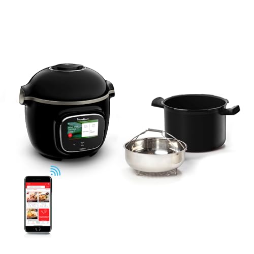 Moulinex Cookeo Touch Wifi Multicuiseur intelligent, Cuve 6 L, Haute pression, Guide pas à pas, 250 recettes intégrées, Application Moulinex CE902800