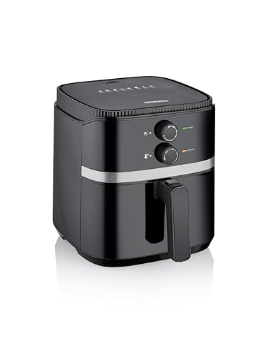 SEVERIN Friteuse à air chaud 1 500 W, Friteuse sans huile avec technologie à air chaud, Temps de cuisson et Température réglable, Friteuse sans matière grasse pour légume ou viande, Noir, FR 2452