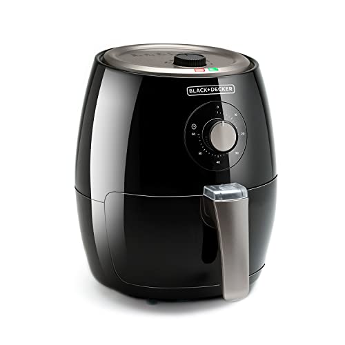 BLACK+DECKER BXAF2500E - Friteuse sans huile 1500W, -99% de graisse, Frire, griller, cuire et chauffer, 2.5L, Minuterie 30min, 80-200ºC, Antiadhésif, Noir