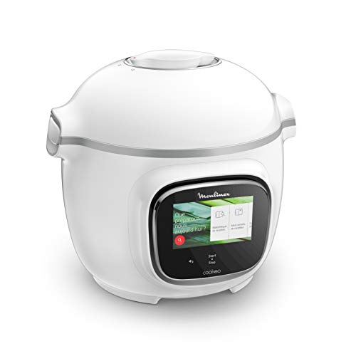Moulinex Cookeo Touch Multicuiseur intelligent, Cuve 6 L, Haute Pression, Ecran tactile, 13 modes de cuisson, 250 recettes, Application Mon Cookeo, Blanc CE901100