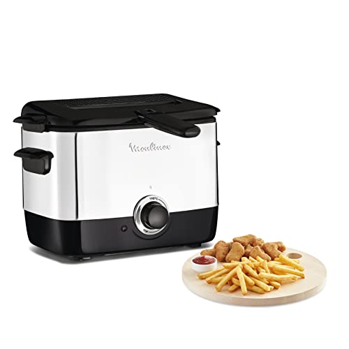 Moulinex Minifrito Friteuse classique, 1 L, 600 g de frites, pour 2 portions, 150 °C à 190 °C, Compact, Rangement facile, Hublot de contrôle, Nettoyage facile AF220010