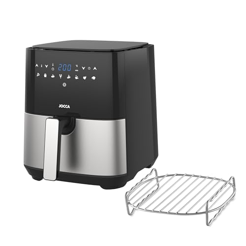 Jocca - Friteuse sans huile electrique 1450W 5L | air fryer | friteuse air chaud | 8 fonctions pré-programmées | Température réglable: 80-200 ℃ |