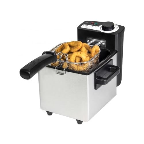 Cecotec Friteuse Électrique CleanFry 3 L. 3 L, Jusqu’à 190 ºC, Cuve Émaillée qui convient pour un nettoyage dans le Lave-vaisselle , Filtre OilCleaner pour maintenir l’Huile Propre, 2000 W. (1,5 L, Gris)