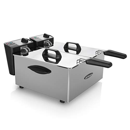 Orbegozo FDR 70 - Friteuse professionnelle, 7 litres (2 cuves de 3,5 litres), thermostat réglable, témoins lumineux, poignées toucher froid, chemin de câbles, acier inoxydable, 2000 W