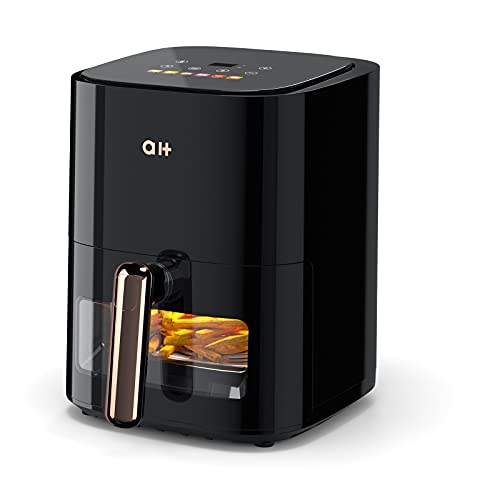 Friteuse à air 3 L, four sans huile avec 100 recettes numériques (français non garanti), écran LED pour 6 réglages One-Touch, contrôle de température, arrêt automatique et panier en verre anti-adhésif