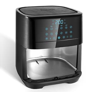 Freihafen 5,5 L XXL Friteuse sans Huile avec 12 programmes avec 50 Recettes Friteuse à Air Chaud Maintien au Chaud&Préchauffage, avec écran digital LED tactile，Air fryer 1800w Noir