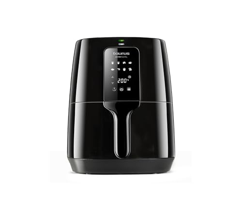 Taurus Air Fry Digital - Friteuse électrique sans huile 1300W, 4L friteuse à air chaud, 8 programmes, pour 5 à 6 portions, Température réglable, Écran tactile, Minuteur + Livre de recettes, Noir