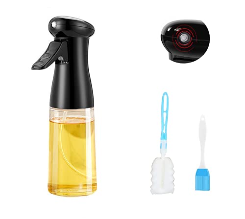 NC Vaporisateur Huile Spray huile d'olive, Pulvérisateur d'Huile Portable de 7 oz / 210 ml, adapté à la cuisine quotidienne/barbecue en plein air etc. Bidon d'huile en aérosol avec brosse (noir)