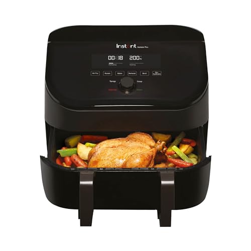 Instant Vortex Plus VersaZone - Friteuse sans Huile 8-en-1 avec Fonctions Friteuse à Air, Pâtisserie, Plats Rôtis, Grill, Déshydrateur, Chauffe-Plat - Capacité Extra Large - 1700W, Noir