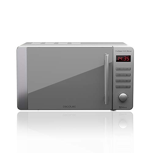 Cecotec Micro-ondes avec gril ProClean 5110 Inox. Capacité de 20 L, Revêtement Ready2Clean, 700 W de Puissance, Gril 800 W, 5 Niveaux de Fonctionnement, 8 Programmes, Minuterie 60 minutes, Écran LED. (Taille unique, Inox Mirror)