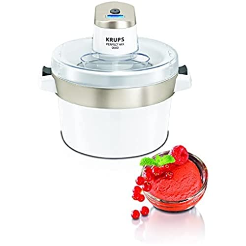 Krups Perfect Mix 9000 Sorbetière, Crèmes glacées, Sorbets, Yogourts glacés, Capacité 1,6 L, Fonctionnement automatique, Ecran LCD, Couvercle anti-éclaboussure, Facile à nettoyer GVS241