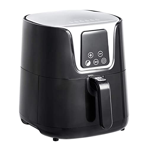 Amazon Basics Friteuse sans Huile compacte, numérique et multifonctionnelle air fryer, 4 litres, Noir / Chromé