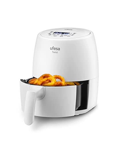 Ufesa Twist, Friteuse Électrique à Air, 2 L, 6 Programmes, 1200W, Minuterie, Température 80ºC - 200ºC, Sans BPA ni PFOA, Cuve et Plateau Antiadhésif, Corps/Poignée Toucher Cool