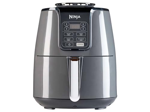 Ninja Air Fryer, 3,8L, 4-en-1, Sans Huile, Frire à l'air, Rôtir, Déshydrate, Panier Antiadhésif Compatible Lave-Vaisselle, 2-4 Portions, Digitale, Gris et Noir, AF100EU