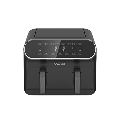 Friteuse sans huile à double paniers avec friteuse à air 1700W- 6 programmes avec 2 paniers 4 L par panier Cuisson et temps indépendants à double température
