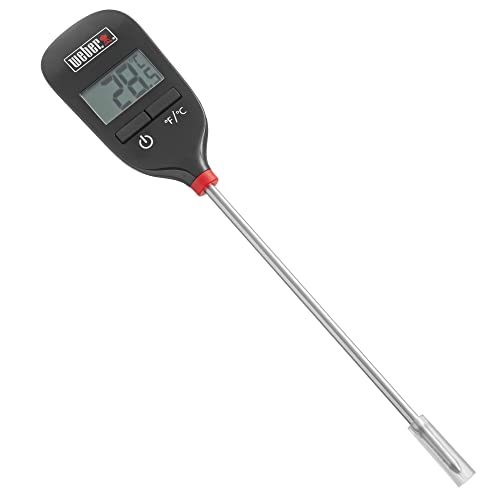 Weber Thermomètre à Lecture Instantanée - Thermomètre Numérique pour Viande - Indicateur Température Précis, Capuchon de Protection - Accessoire Barbecues Premium - Noir (6750)