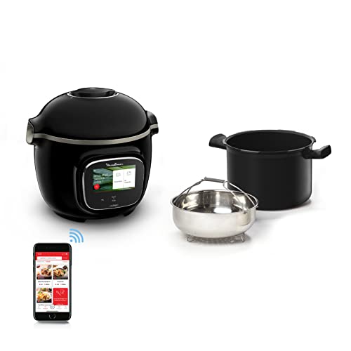 Moulinex Cookeo Touch Wifi Multicuiseur intelligent, Cuve 6 L, Haute pression, Guide pas à pas, 250 recettes intégrées, Application Moulinex CE902800