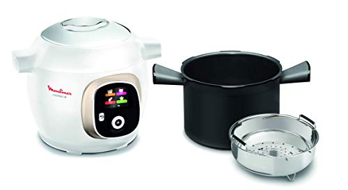 Moulinex Multicuiseur Intelligent Haute Pression 6 L 150 Recettes 6 Modes de Cuisson Guide Pas à Pas Facile et Rapide Application Mon Cookeo Blanc CE851A10, 6 liters