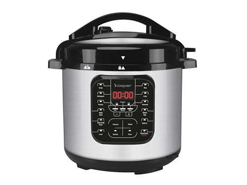 BEPER P101COS001 Pressure Cooker et Multicuiseur à Pression, Cuit Vapeur de 6 Litres - Autocuiseur Èlectrique avec 15 Programmes de Cuisson