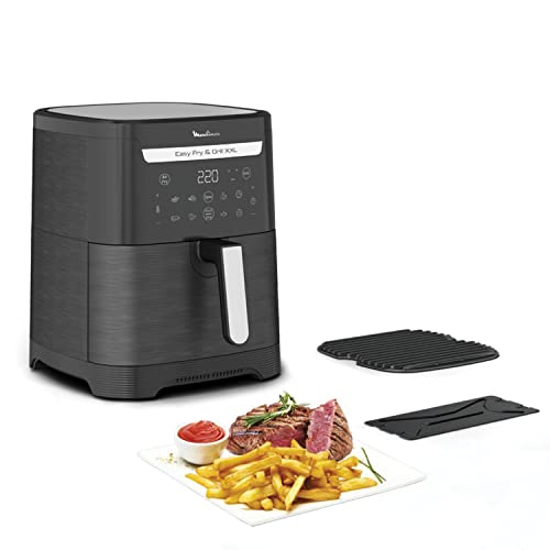 Moulinex Friteuse sans huile XXL + gril, 6,5 L, 8 personnes, 8 programmes, Séparateur Flexcook double cuisson (3,25 L chacun), Air fryer, Frites, Grillades, Poulet rôti, Easy Fry & Grill XXL EZ801810
