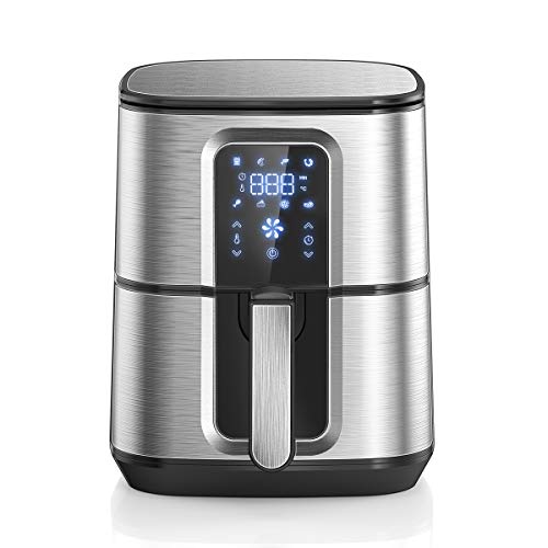 OZEANOS OT-AF-55SM-DIGITAL Friteuse sans Huile Intelligente 5,5 L à Air Chaud, 1800 W, Contrôle via Application et Tactile, Thermostat Réglable, Acier Inoxydable.