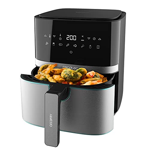Cecotec Friteuse sans Huile 5,5 L Cecofry Full Inox Pro 5500. 1600 W, Diététique, Numérique avec Finitions en Acier inoxydable, 5,5 L de capacité et technologie PerfectCook