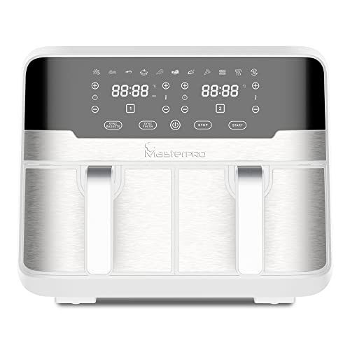 MasterPRO Rocket Duo 900 | Friteuse Double sans huile | Blanc | Capacité de 9 L et puissance de 2100 W | Écran tactile LED et panier antiadhésif | Friteuse à air chaud | 11 Fonctions en 1