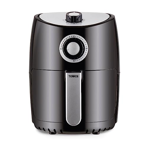 Tower T17023 Vortx Air Fryer - Friteuse sans Huile - Friteuse Électrique Manuelle avec Circulation d'Air Rapide, Minuterie de 30 min, 2,2 L, Noir