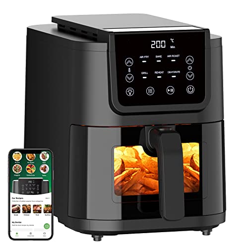 CHEFREE, Air Fryer 5L avec Fenêtre Visible, 6 Programmes, Écran Tactile LED, 1500 W, Moins D'Huile et Économisé d'Énergie, Panier Antiadhésif, Friteuse à Air Compacte, AFW01