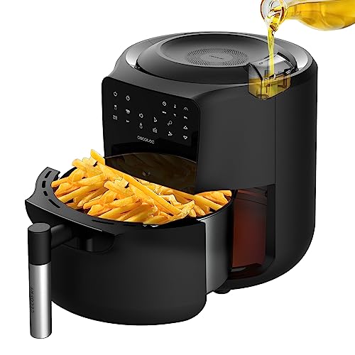 Cecotec Friteuse à Air sans Huile de 5,5 L Cecofry Rain Air Fryer 1550 W, Pulvérisateur d'Huile Intégré, Pulvérisation Automatique et Manuelle, Panneau de Commande Tactile, Thermostat, Auto-nettoyage