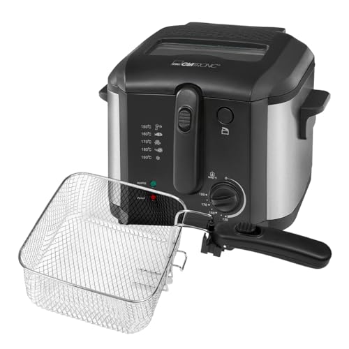 Friteuse Clatronic® d'une capacité de 2,5 litres d'huile/graisse | Friteuse en Métal avec réservoir d'huile antiadhésif | incl. Fenêtres et filtres d'odeurs et de vapeurs de graisse | FR 3649