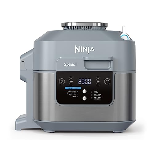 Ninja Speedi 10-en-1 Cuiseur rapide, Air Fryer, Friteuse à air et Multicuiseur, 5.7L, Repas pour 4 en 15 minutes, Vapeur, Gril, Cuire au four, Rôtir, Saisir, Mijoter et plus, Gris Sel de Mer, ON400EU