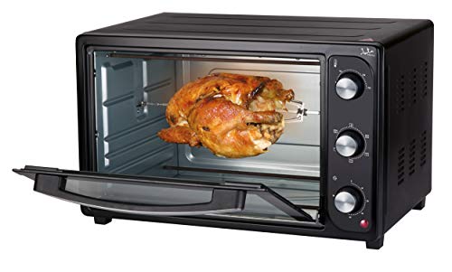 Jata HN945 Four électrique de bureau, 2000 W, capacité 45 litres, fonction grill rotisserie, convention, minuteur, thermostat réglable, grille incluse, dimensions extérieures 56 x 37 x 35,5 cm