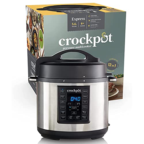 Crockpot Multi-Cuiseur Express | Mijoteuse, Cuiseur Vapeur et Sauté Programmables 12 en 1 | 5,7 L (6-7 personnes)| Acier Inoxydable [CSC051X]