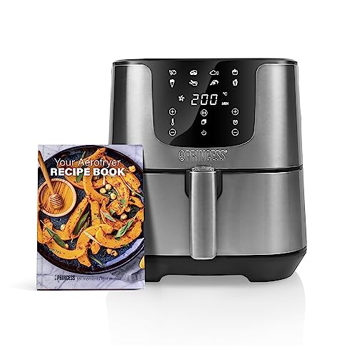 Friteuse sans huile Airfryer XXL Princess Deluxe - Pour 9 personnes - Livre de recettes inclus - 5,5 L - 1,25 kg de frites