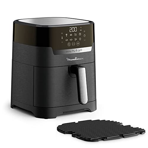 Moulinex Friteuse sans huile XL + gril, 4,2 L, 6 personnes, 8 programmes, Température réglable, Timer, Air fryer, Frites, Grillades, Poulet rôti, Easy Fry & Grill Digital 2-en-1 EZ505810