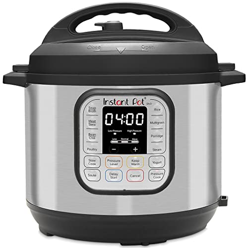 Instant Pot Cuiseur intelligent 7 en 1 Duo, 5,7 L - autocuiseur, mijoteuse, cuiseur à riz, sauteuse, yaourtière, cuiseur à vapeur et chauffe-plats, acier inoxydable brossé