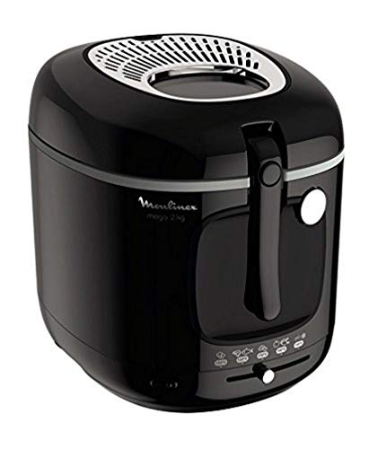 Moulinex Friteuse Fry Mega, Capacité 3,3 L d’huile pour 2 Kg de frites, 1800 W, Thermostat, Minuteur, Voyant lumineux, Parois froides, Tamis filtrant breveté AM480870