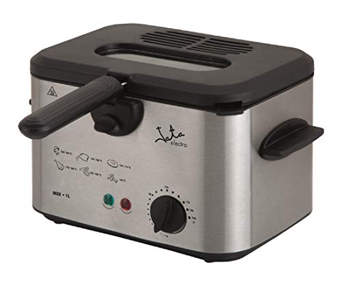 Jata FR226 Friteuse avec capacité de 1 l en acier inoxydable Panier de grande capacité avec poignée thermostat réglable de température Couvercle amovible avec filtre et visière sans BPA et PFOA