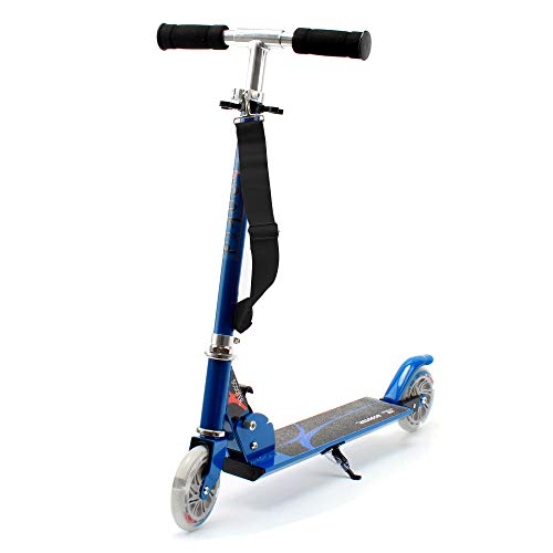 Honkid Trottinette Enfant Pliable et Réglable avec Lumineux 2 Roues - Patinette 2 Roues en Aluminium pour Enfant 3 à 13 Ans,Bleu