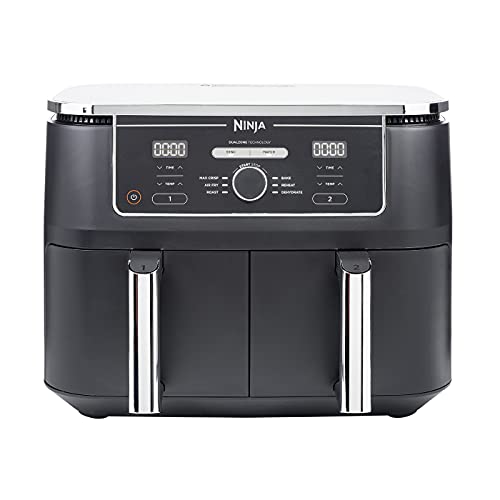 NINJA Friteuse sans huile Dual Zone Foodi MAX [AF400EU], capacité de 9,5 l, 2 tiroirs, 6 modes de cuisson, gris