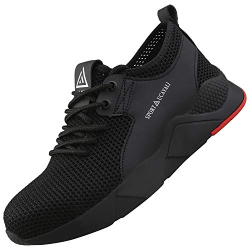 UCAYALI Chaussures de Travail Homme Légère Chaussures de Securite Antidérapante Basket de Sécurité Confortable Embout en Acier Chaussure(025 Noir, 48 EU/290)